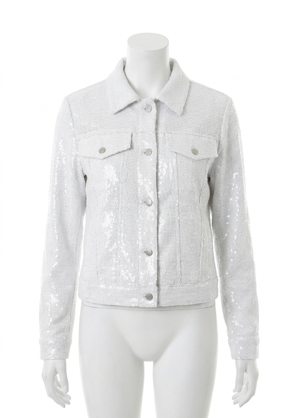 NEW DOLCE CABO sequin denim jacket in white